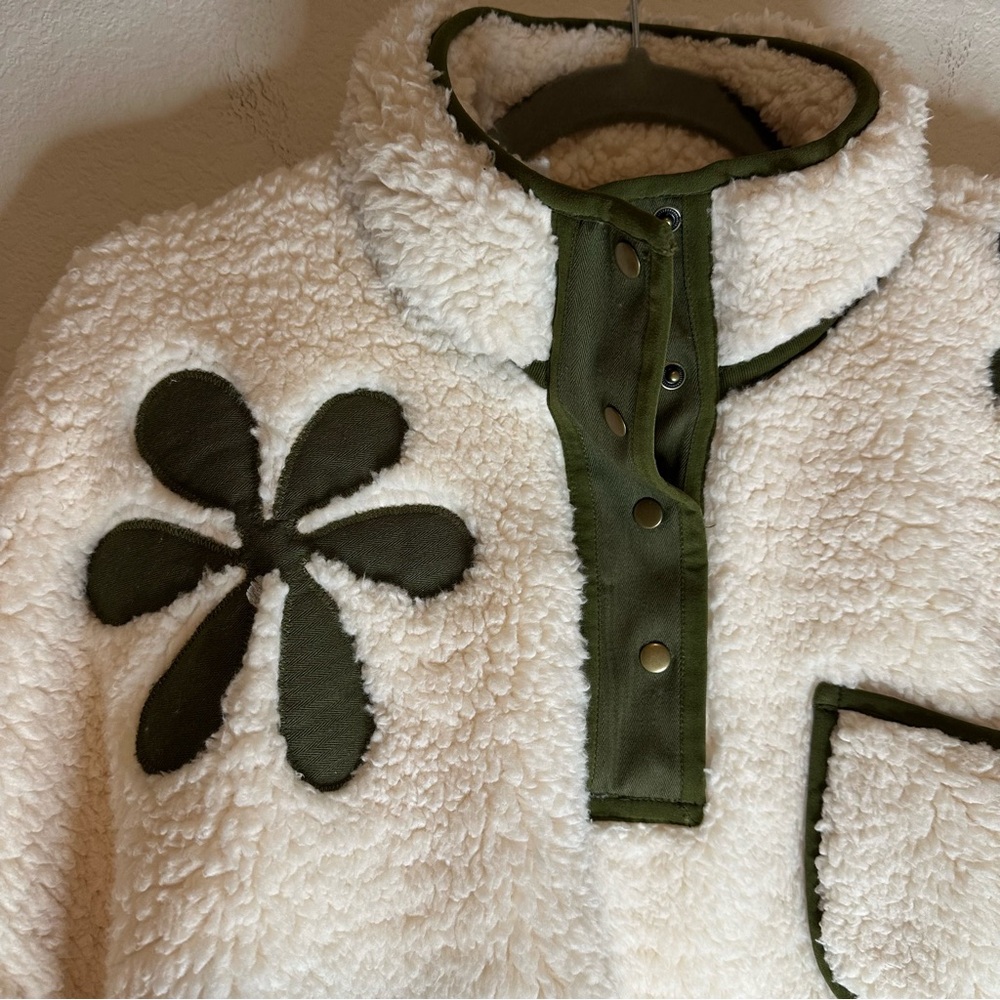 The Great The Patch Pocket Countryside Pullover in Cream & Army SZ 1,S - Picture 4 of 9